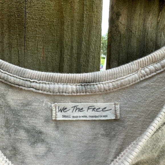 Free People We The Free Riptide Tie Dye Neutral Brown Exposed Seam Tee - Picture 6 of 9
